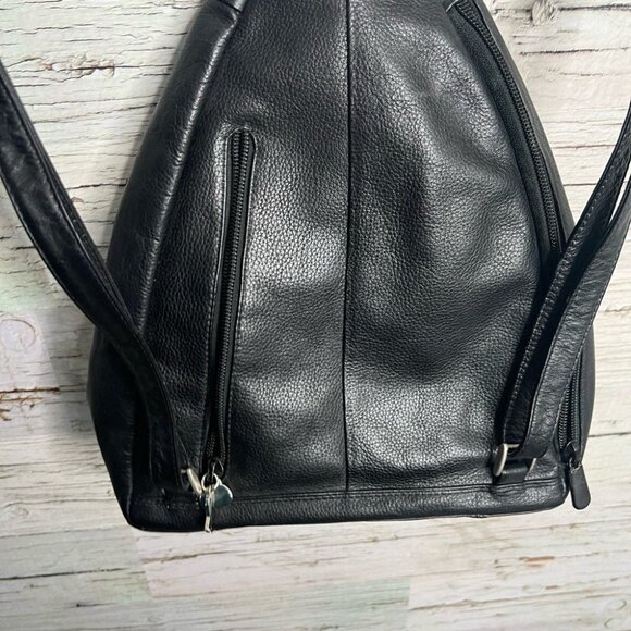 DEREK ALEXANDER  Leather Sling Backpack Zip Straps - Picture 7 of 15